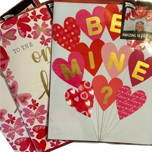 3 BEAUTIFUL HUGE (9” X 12”)POP UP Valentine's Day Cards Hearts Butterflies💝💝💝